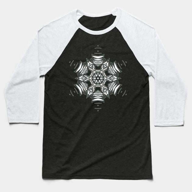 19C Unique Black White Abstract Mandala Baseball T-Shirt by Unique Black White Colorful Abstract Art